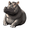 Silent Hippo Cartoon Style