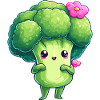 Kawaii Broccoli with Flowers