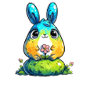 Lapin aquarelle avec fleur