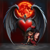 Winged Heart Under Red Moon