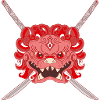 Red Chinese Lion and Katana Mix