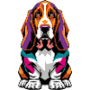 Farbenfroher Bass-Jagdhund