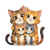 Cat Family Hug Cartoon