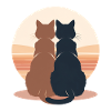 Two cats at sunset