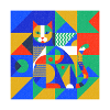 Geometric Cat Mosaic