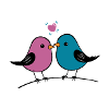 Birds kiss with heart