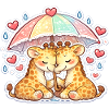 rainbow paw hug giraffe couple