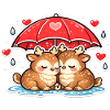 Two deer under umbrella