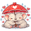 Éléphants câlins Pluie Amour