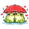 Cuddly frog with red umbrella