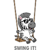 Cool cute zebra cartoon on swing