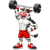 Muscular Bull Cow Bodybuilder Dumbbell Training