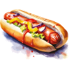 Art aquarelle de hot-dogs