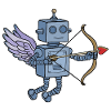 Niedlicher Steampunk-Roboter-Amor mit Herzpfeil