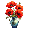 Vase with poppies