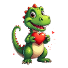 Dinosaure avec cœur pour la Saint-Valentin