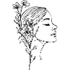Woman in profile with flowers silhouette