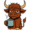 Highland beef with coffee mug