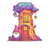 Funny Treehouse Gnome with Lantern