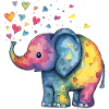 Rainbow Elephant with Heart Sparks