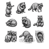 Night Cats Silhouettes Pattern