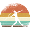 Retro Sunset Skiing Silhouette