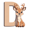 Deer D Cartoon Cuddly Letter D