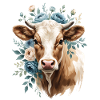 Kuhportrait mit Blumenkranz