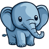 Blue cartoon elephant motif