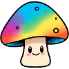 Kawaii Regenbogenpilz Design
