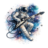 Guitare d’astronaute dans l’aquarelle spatiale
