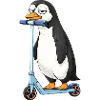 Cute Penguin Scooter Cartoon Friendship