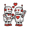 Cute Robot Couple In Love Valentines Heart