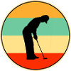 Silhouette retrò del golfista Arte vintage Sunset Sports