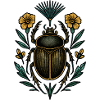 Golden insect in a plant wreath