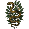 Serpent dans le feuillage - style botanique