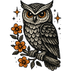 Owl Star with Fire Blossoms