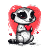 Meerkat with heart on Valentine's Day