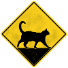 Chat panneau de signalisation jaune