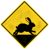 Rabbit yellow road sign