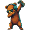 Gamer Bear Playing Video Games Art