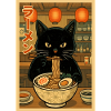 black eat Cat Ramen Bowl