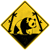 Panda yellow road sign