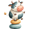 Cow balancing on donuts