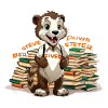 Otter learning hero with books