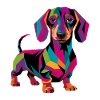 Farbenfroher geometrischer Dackelhund