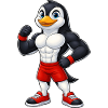 Muscle Penguin Bodybuilder Fitness Training Biceps