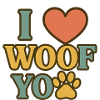 I Love WOOF Paw Heart Design