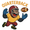 Cartoon quarterback with football