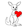 White kangaroo with red heart